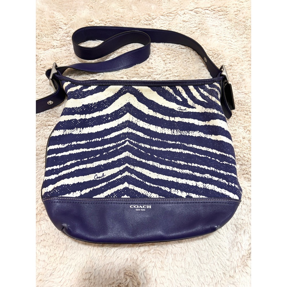 VINTAGE Coach Legacy Purple Zebra Canvas Zip Indie Sleaze Duffle Hobo Bag 23410